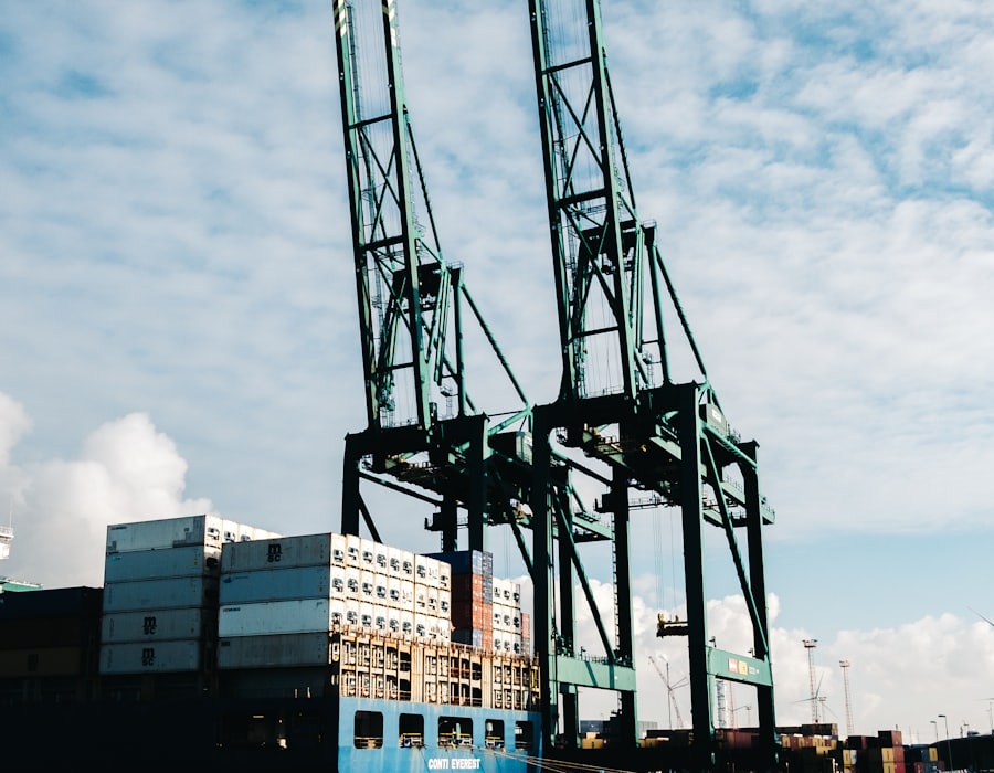 Quay cranes in the port of Antwerp